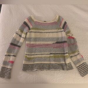 Free People Multicolor Striped Crew Neck Sweater